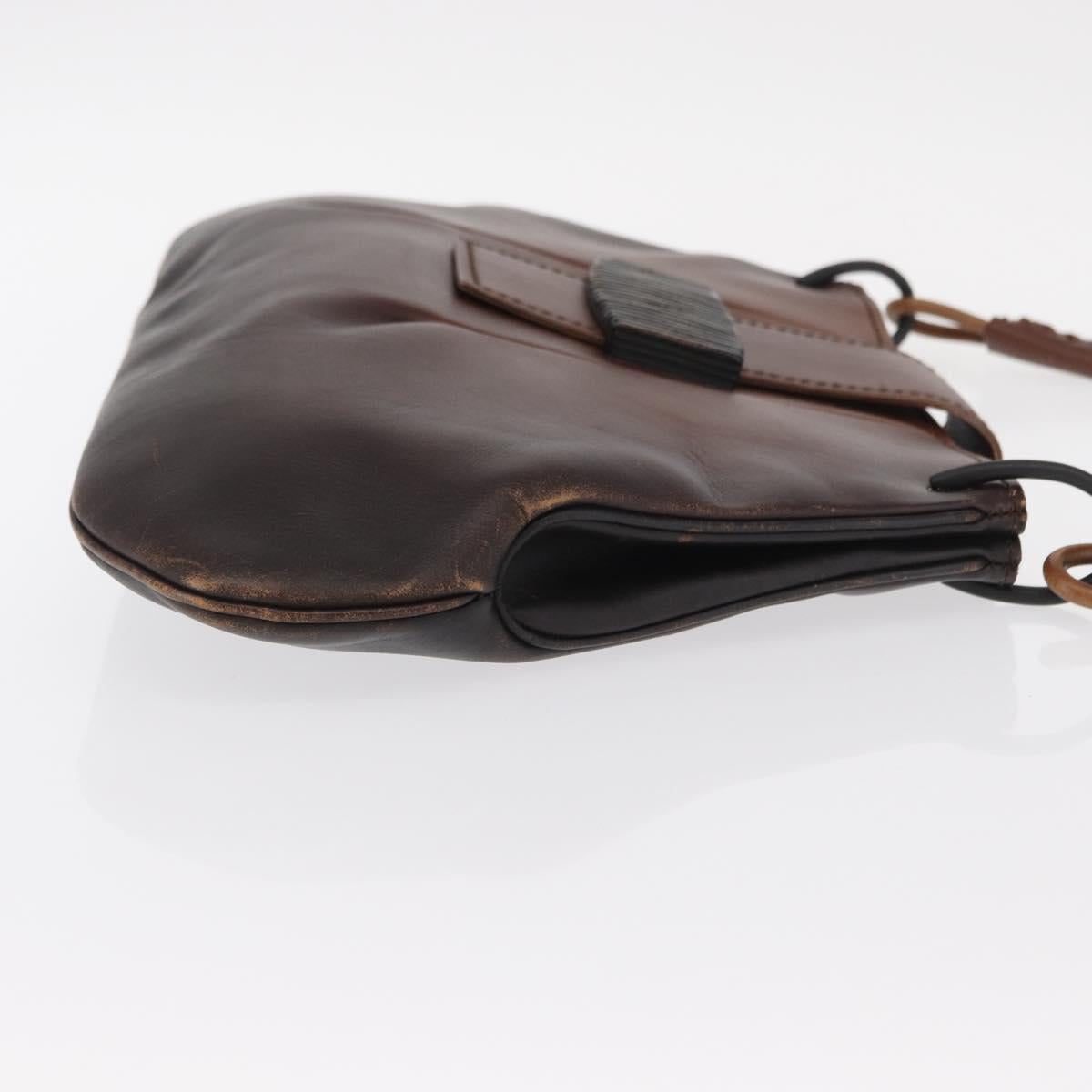 GUCCI Shoulder Bag Leather Brown 105374 Auth 156795