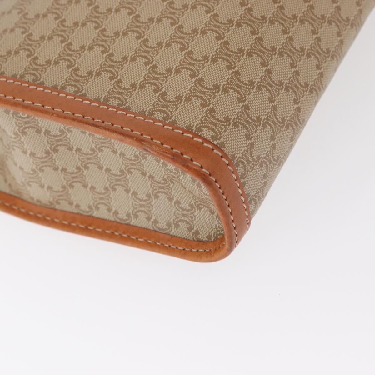 CELINE Macadam Canvas Clutch Bag PVC Beige Gold Auth 156796