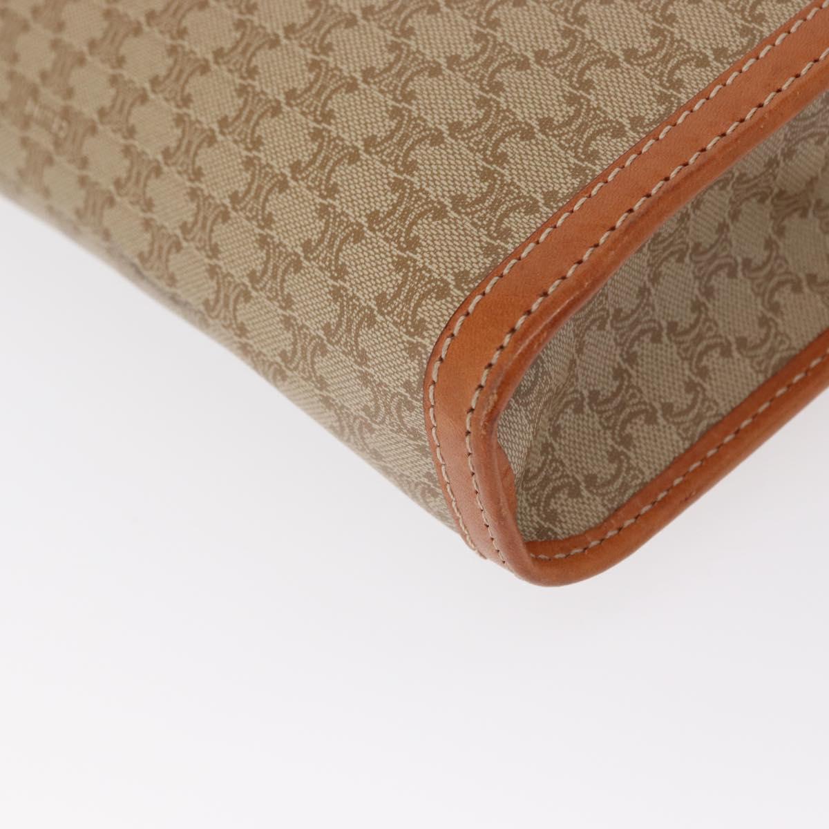 CELINE Macadam Canvas Clutch Bag PVC Beige Gold Auth 156796