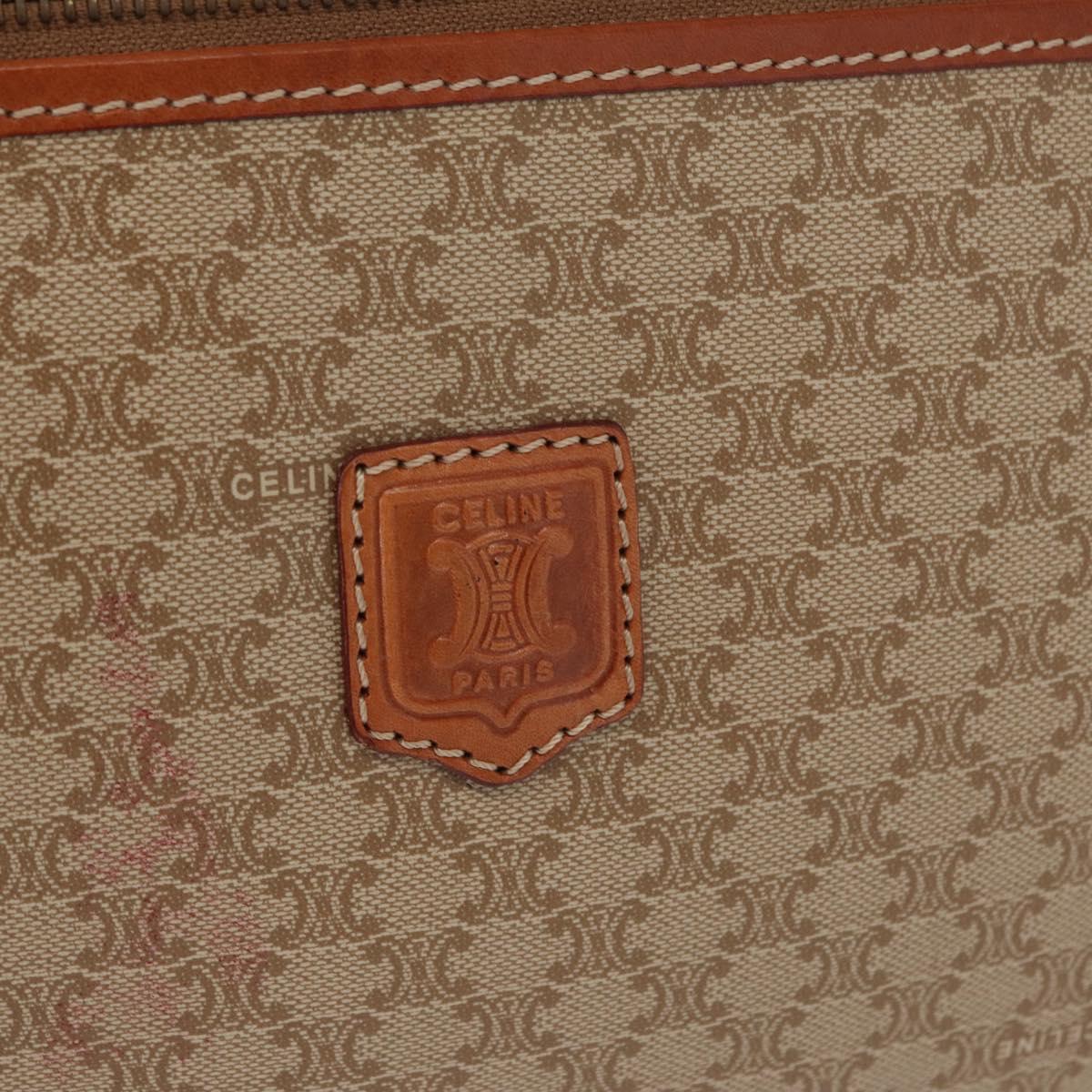 CELINE Macadam Canvas Clutch Bag PVC Beige Gold Auth 156796