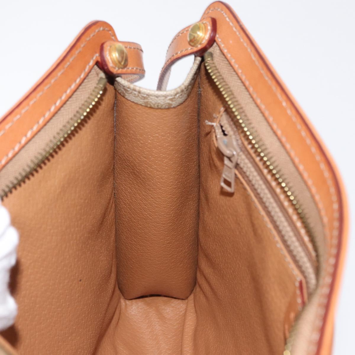 CELINE Macadam Canvas Clutch Bag PVC Beige Gold Auth 156796