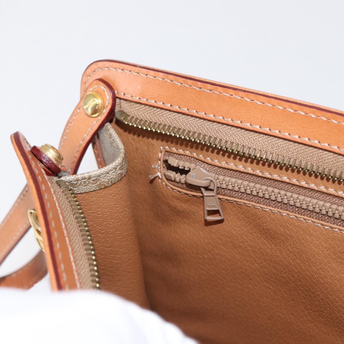 CELINE Macadam Canvas Clutch Bag PVC Beige Gold Auth 156796