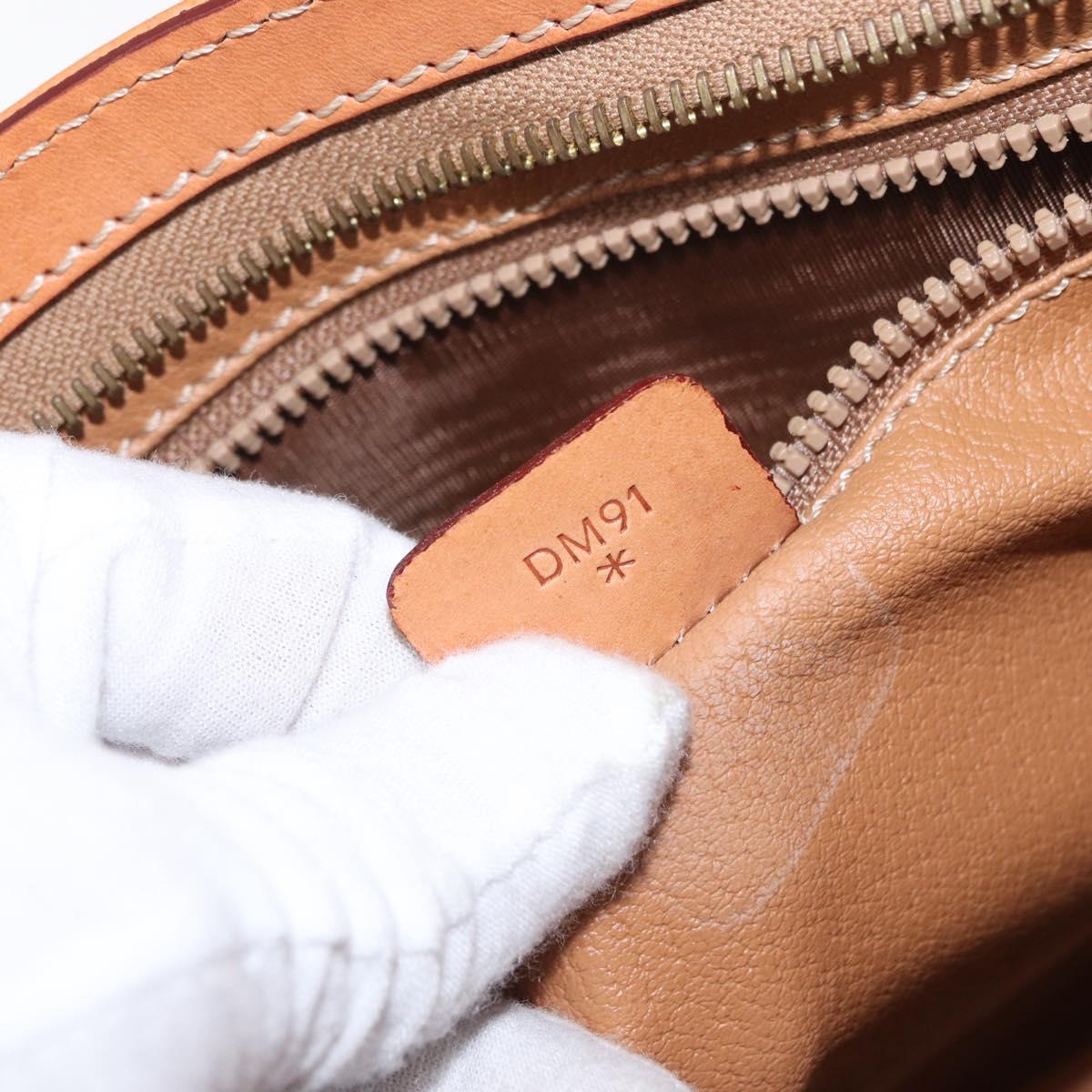 CELINE Macadam Canvas Clutch Bag PVC Beige Gold Auth 156796