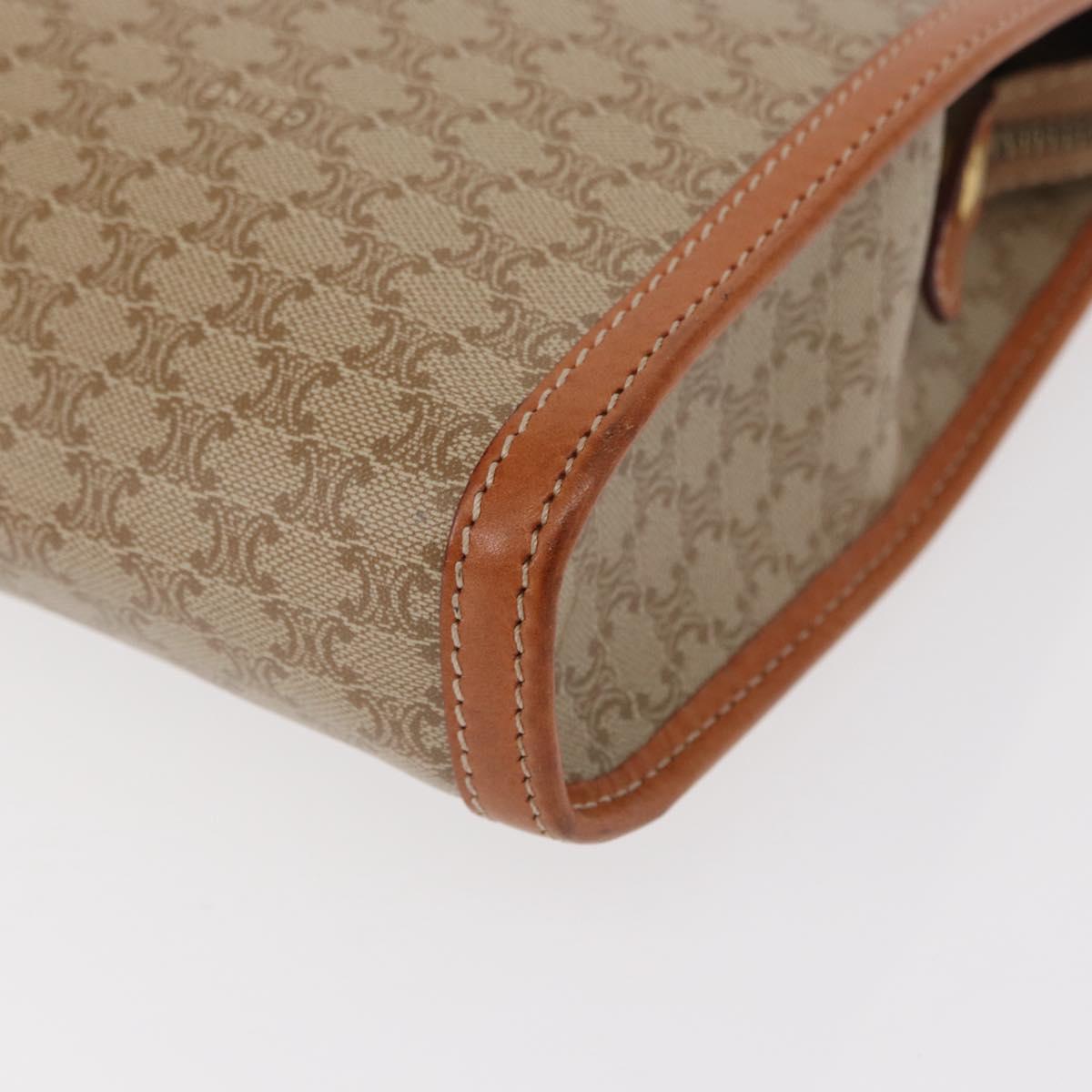 CELINE Macadam Canvas Clutch Bag PVC Beige Gold Auth 156796