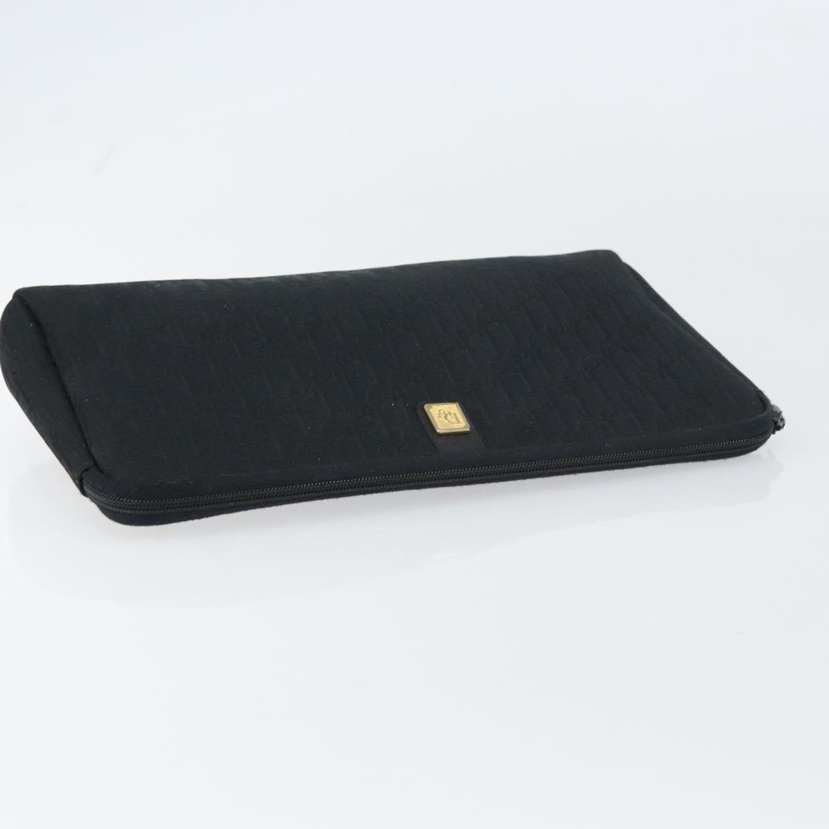Christian Dior Trotter Canvas Clutch Bag Black Auth 156801