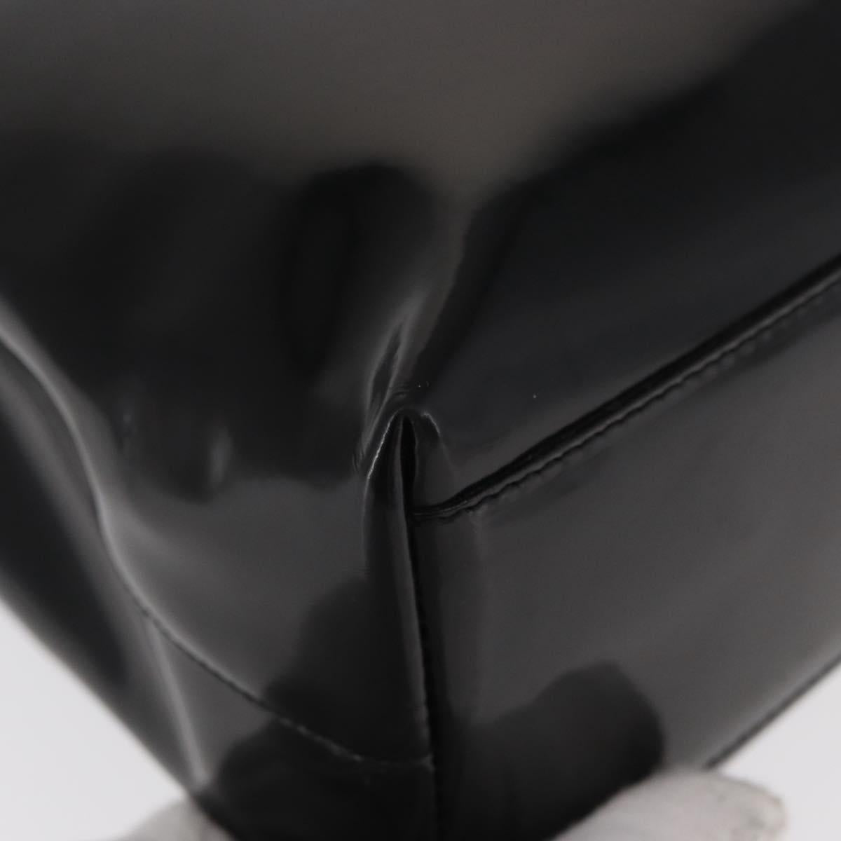 PRADA Hand Bag Enamel Black Auth 156803