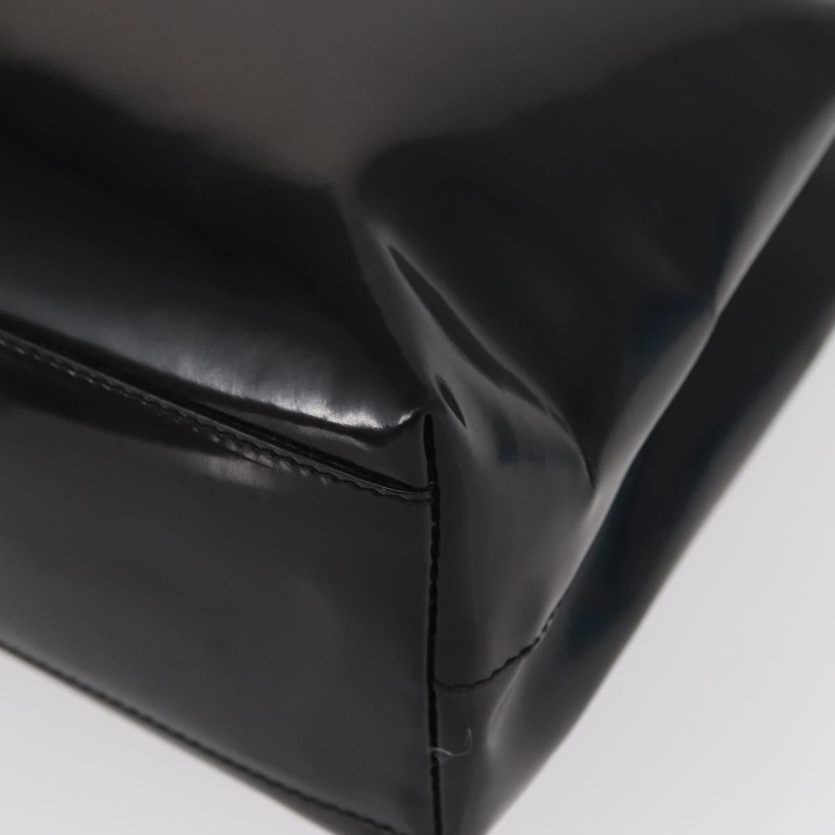 PRADA Hand Bag Enamel Black Auth 156803
