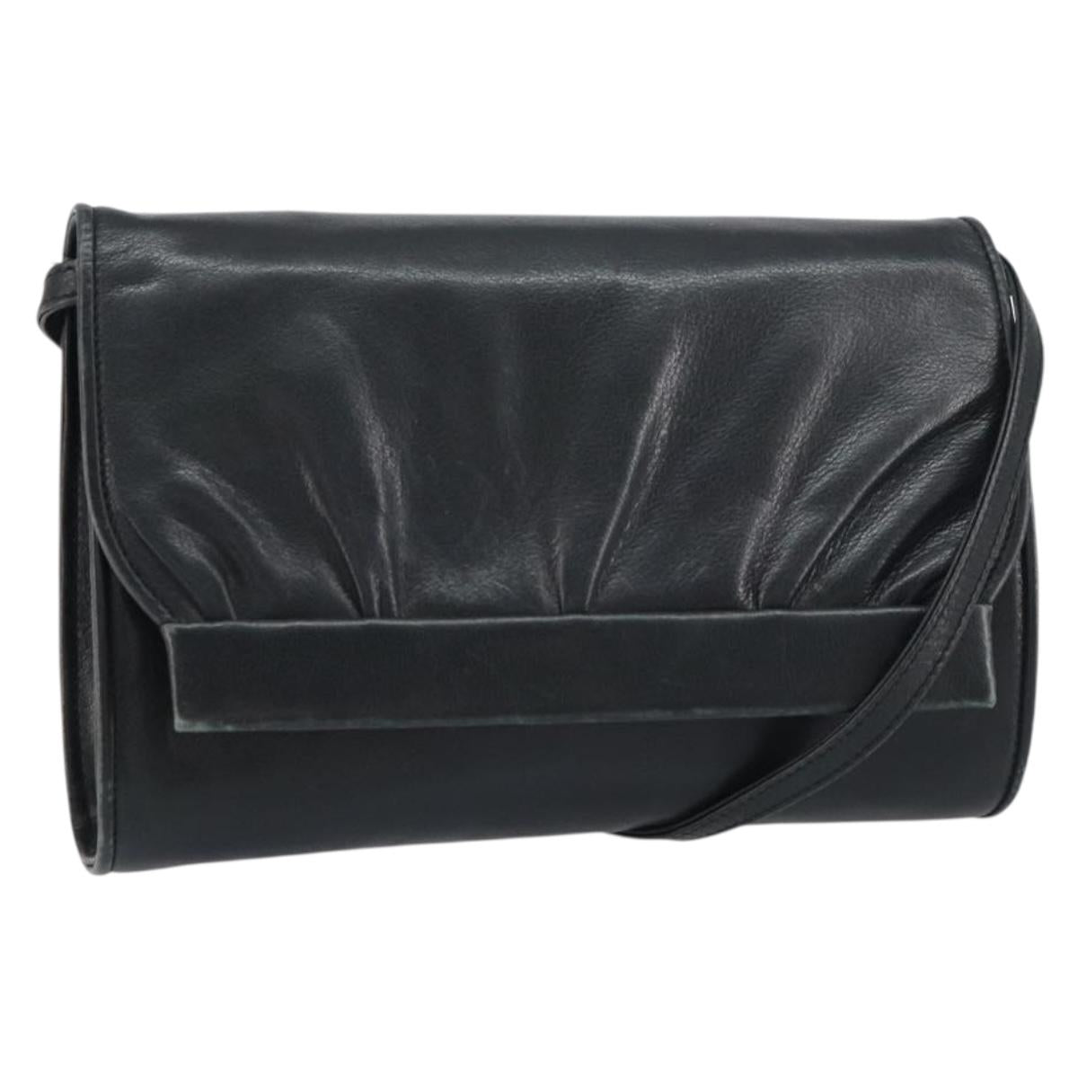 GUCCI Shoulder Bag Leather Black Gold 004 25 0240 Auth 156804