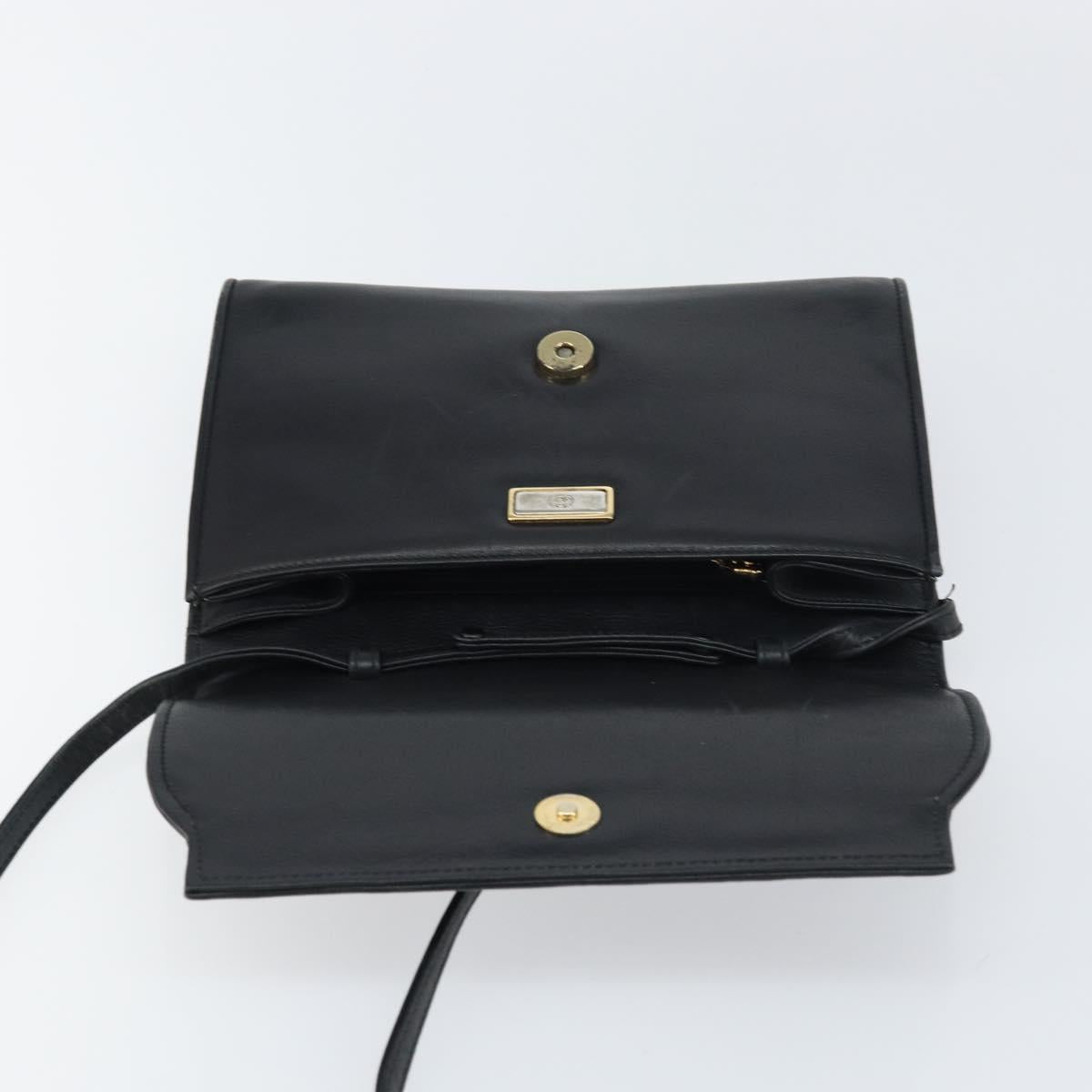 GUCCI Shoulder Bag Leather Black Gold 004 25 0240 Auth 156804