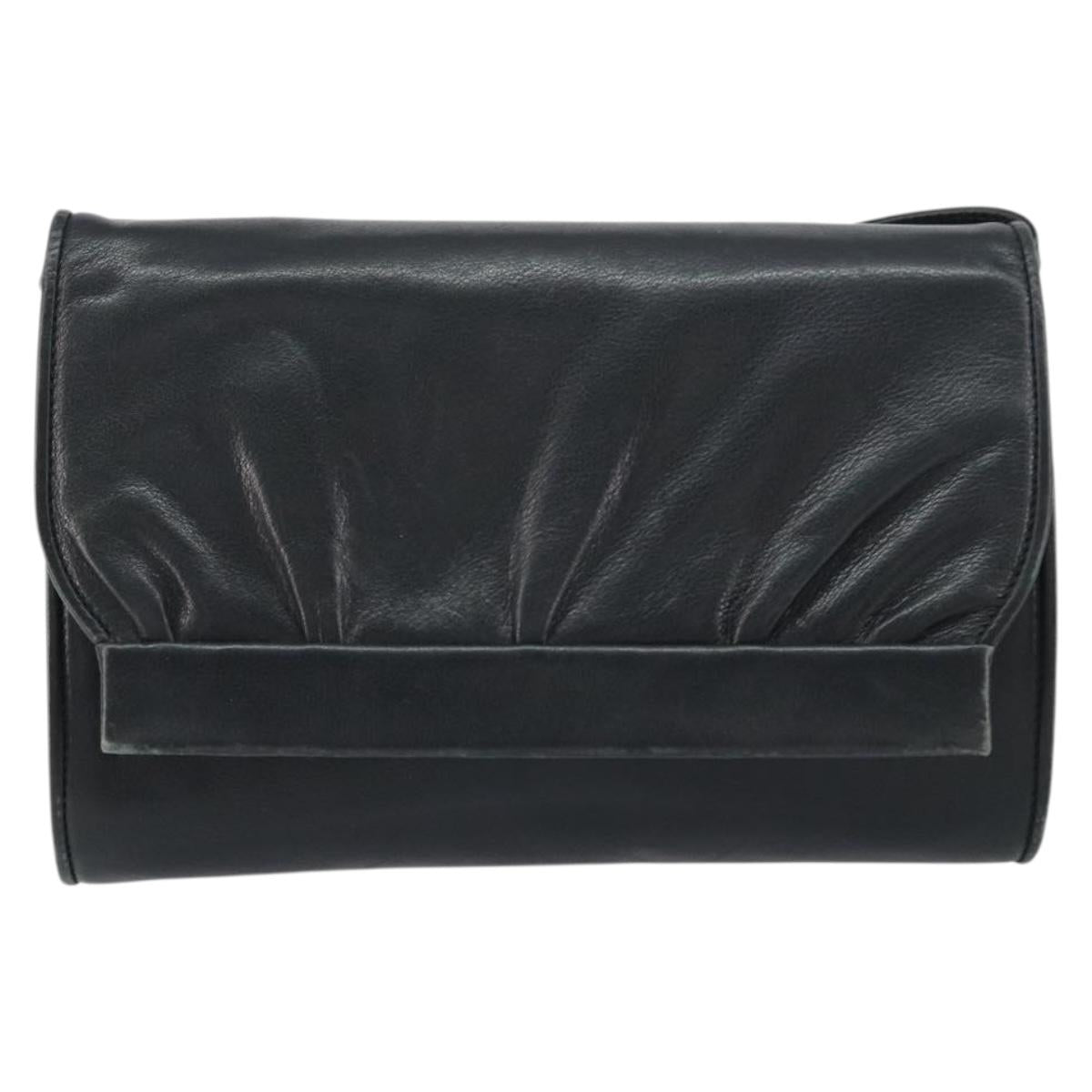 GUCCI Shoulder Bag Leather Black Gold 004 25 0240 Auth 156804