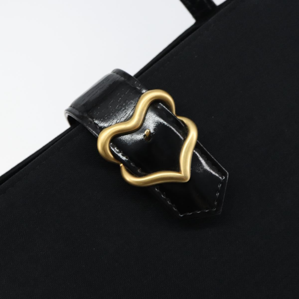 SAINT LAURENT Hand Bag Canvas Leather Black Gold Auth 156805