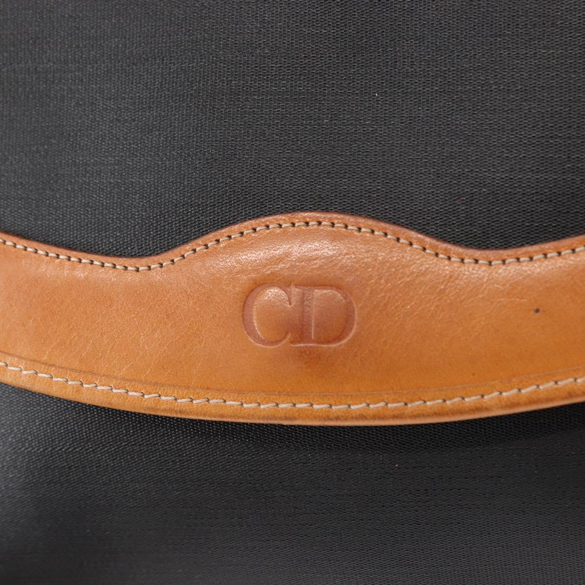 Christian Dior Clutch Bag Leather Black Gold Auth 156807