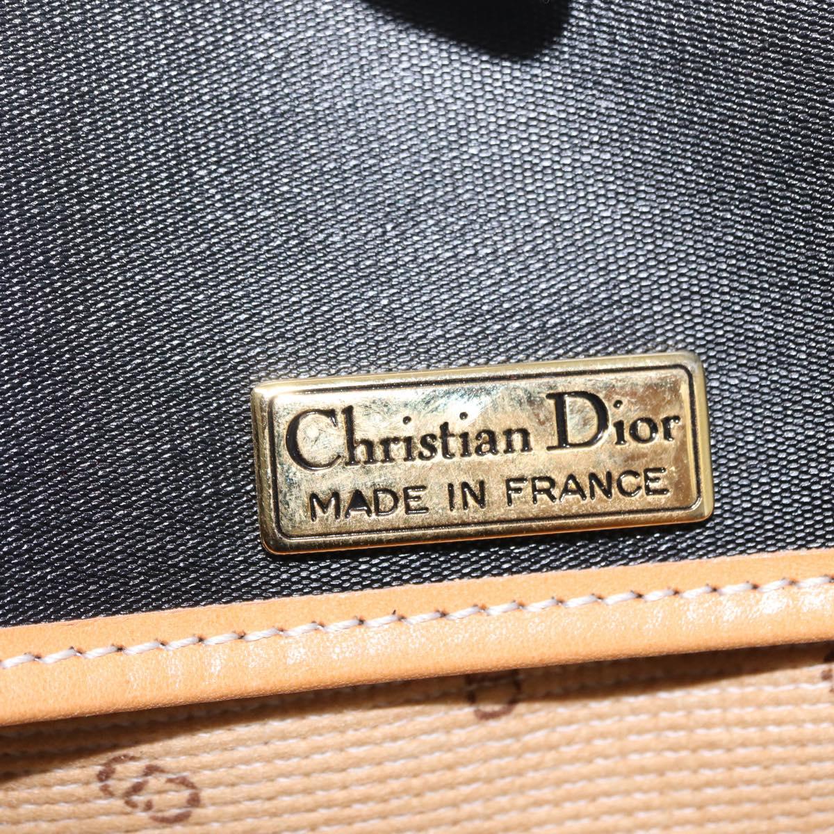 Christian Dior Clutch Bag Leather Black Gold Auth 156807