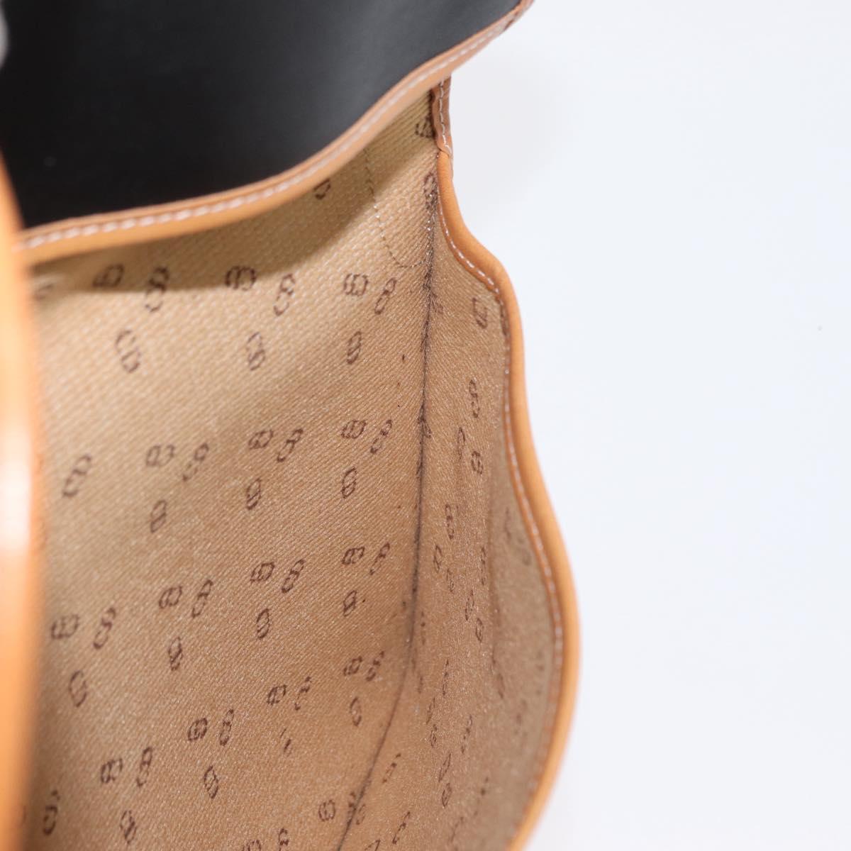 Christian Dior Clutch Bag Leather Black Gold Auth 156807