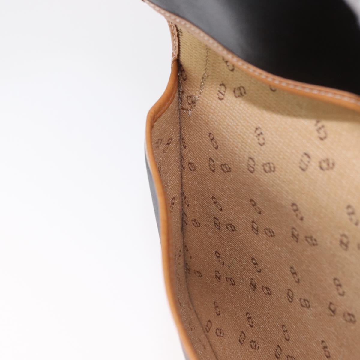 Christian Dior Clutch Bag Leather Black Gold Auth 156807