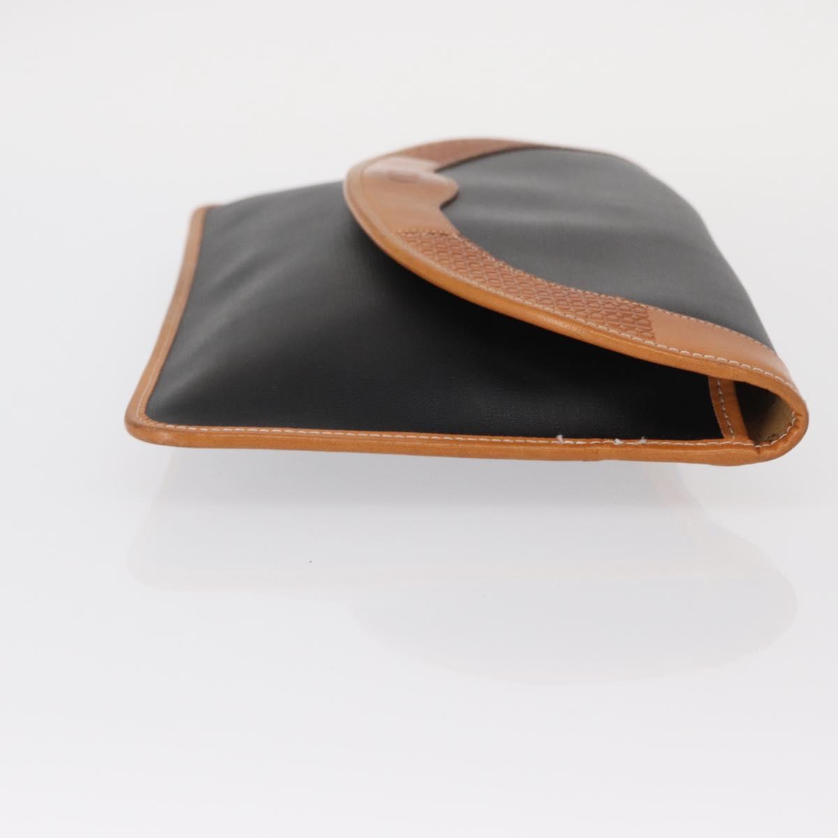 Christian Dior Clutch Bag Leather Black Gold Auth 156807