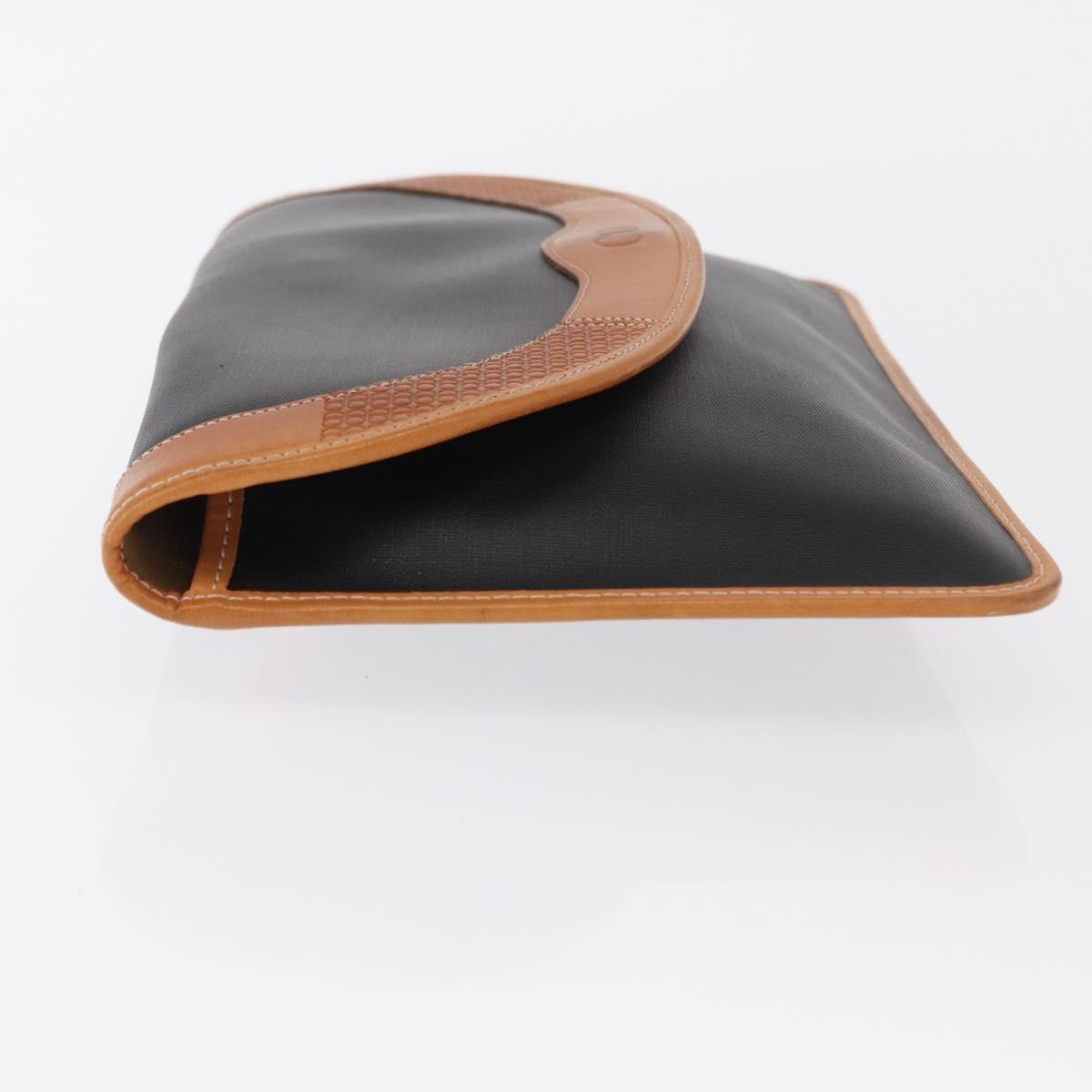 Christian Dior Clutch Bag Leather Black Gold Auth 156807