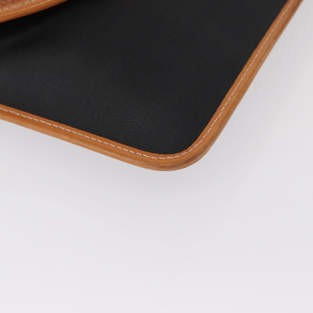 Christian Dior Clutch Bag Leather Black Gold Auth 156807