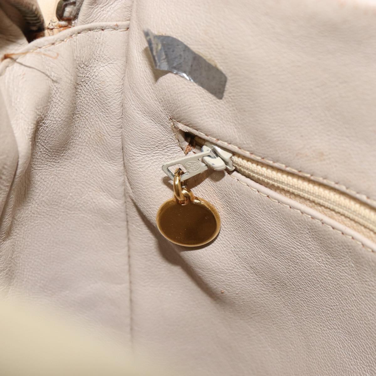 CHANEL Matelasse Shoulder Bag Lamb Skin White Gold CC Auth 156813