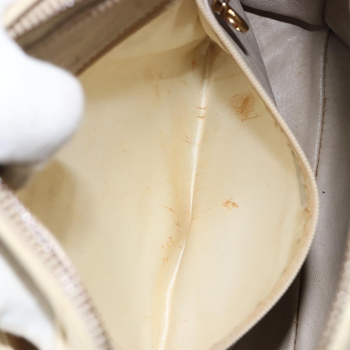 CHANEL Matelasse Shoulder Bag Lamb Skin White Gold CC Auth 156813