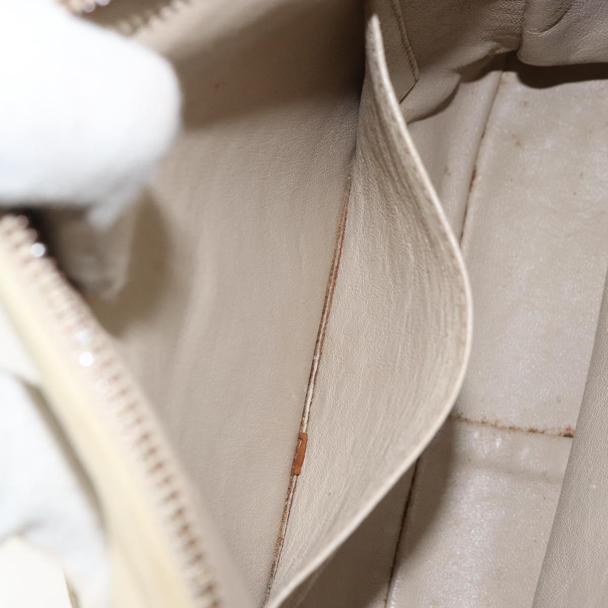 CHANEL Matelasse Shoulder Bag Lamb Skin White Gold CC Auth 156813