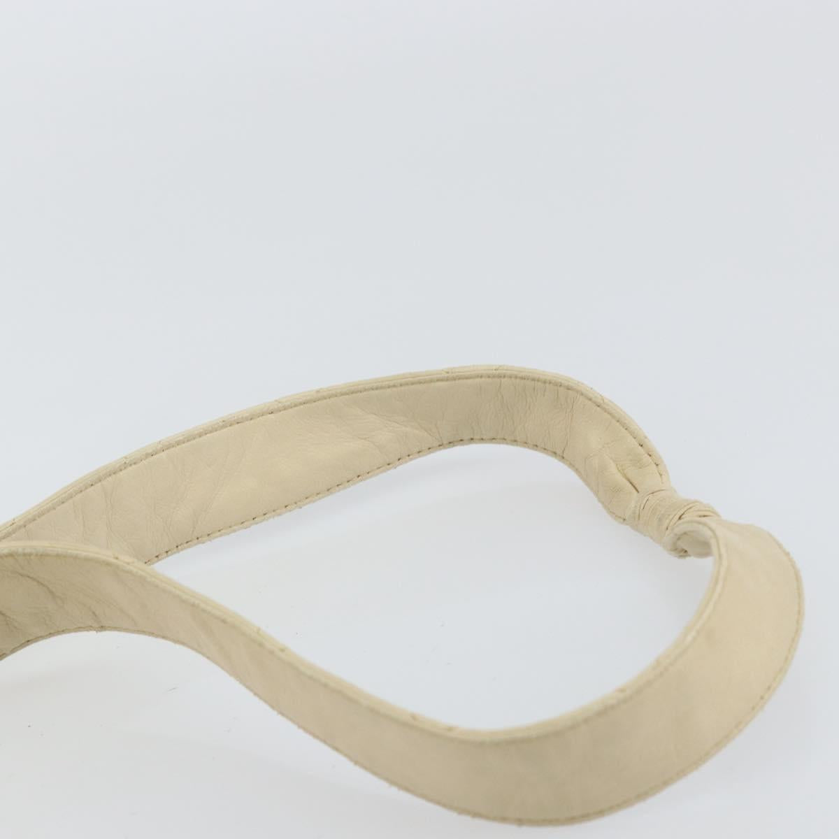 CHANEL Matelasse Shoulder Bag Lamb Skin White Gold CC Auth 156813