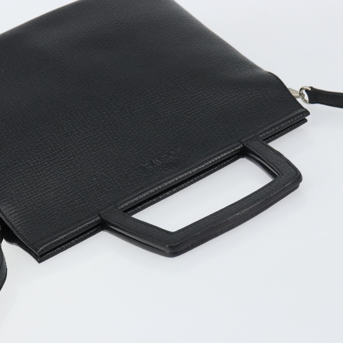 LOEWE Hand Bag Leather 2way Black Silver Auth 156814
