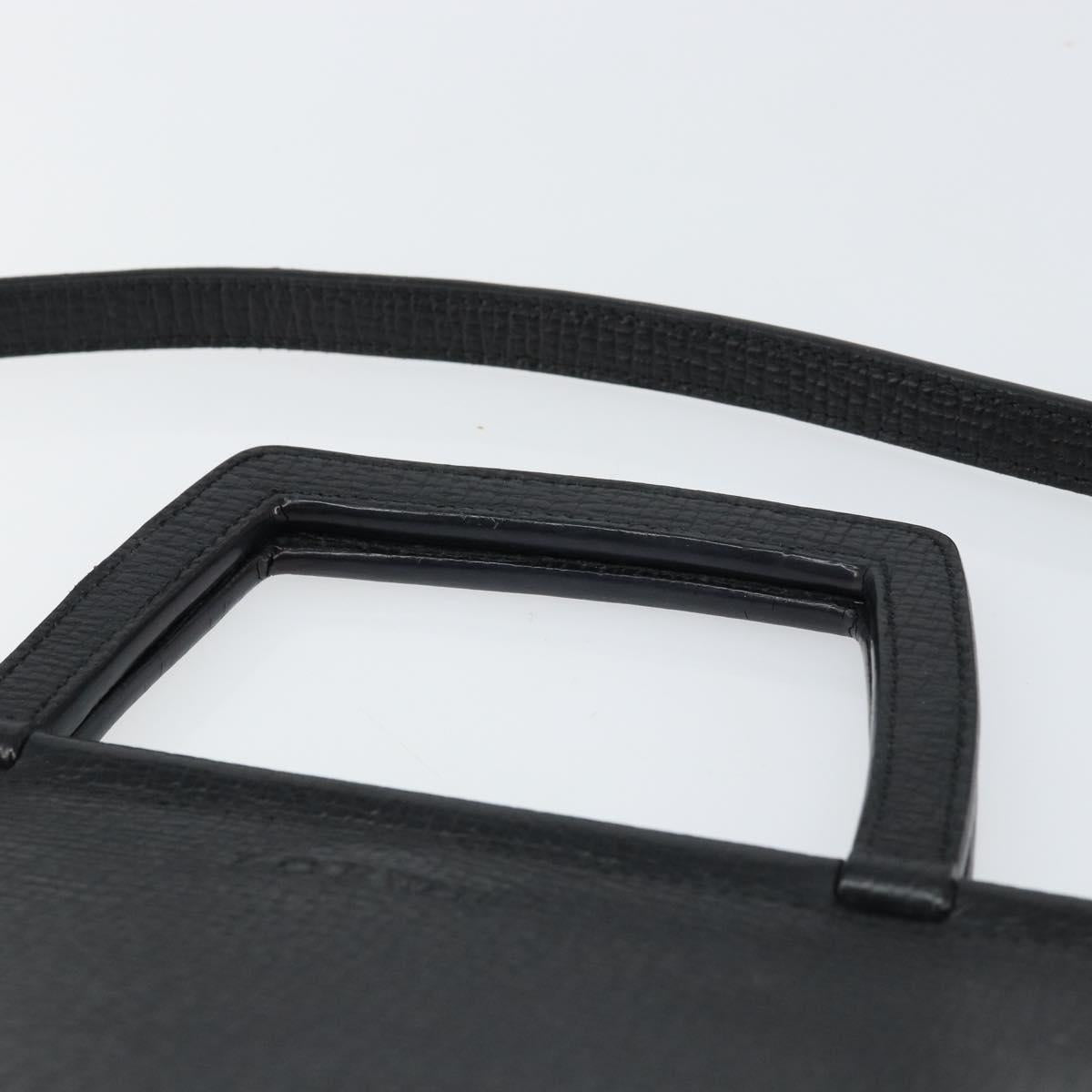 LOEWE Hand Bag Leather 2way Black Silver Auth 156814