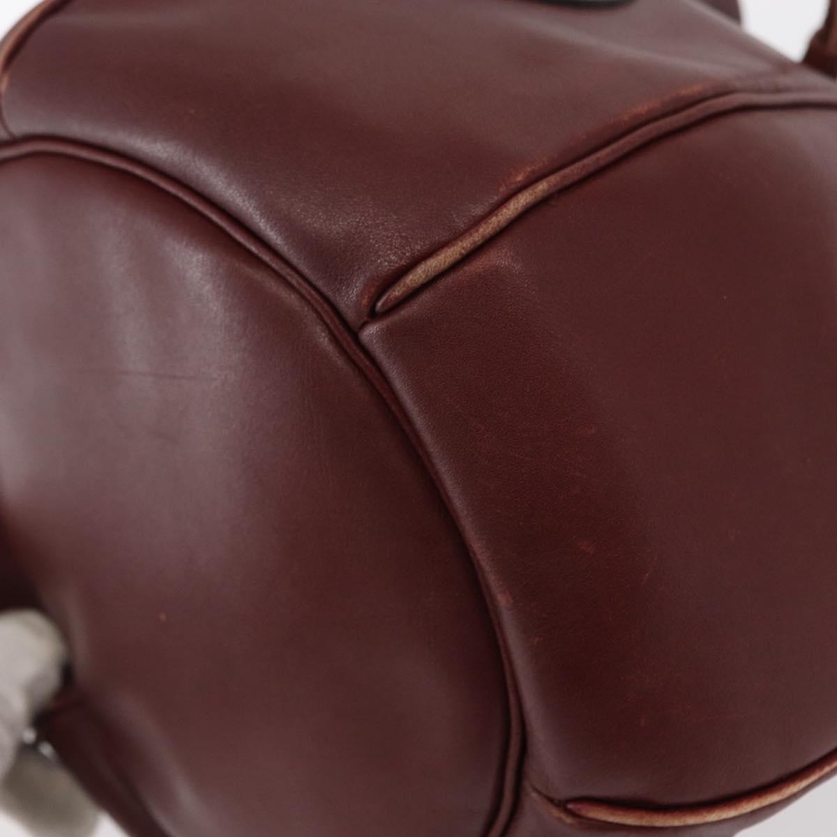 CARTIER Must Line Shoulder Bag Leather Bordeaux Gold Auth 156815