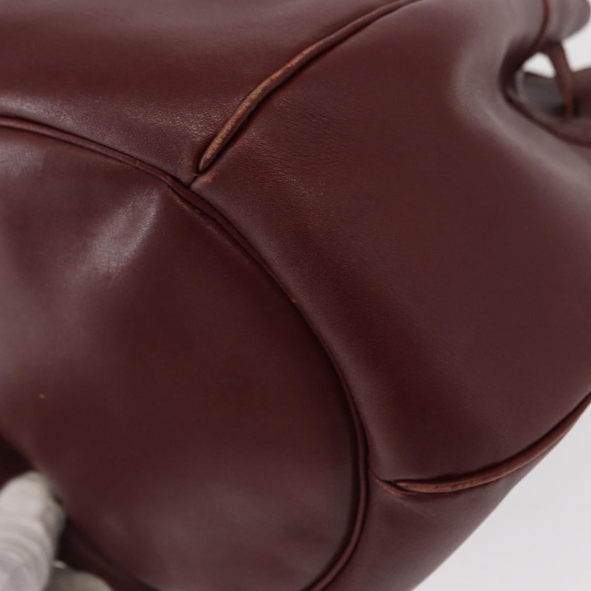 CARTIER Must Line Shoulder Bag Leather Bordeaux Gold Auth 156815