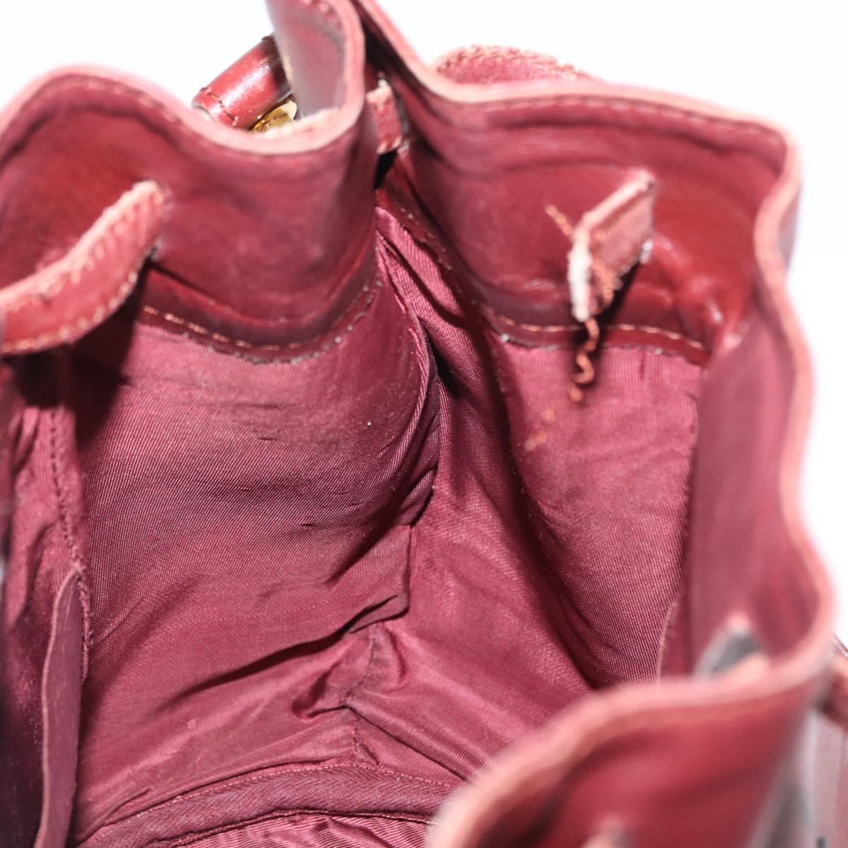 CARTIER Must Line Shoulder Bag Leather Bordeaux Gold Auth 156815