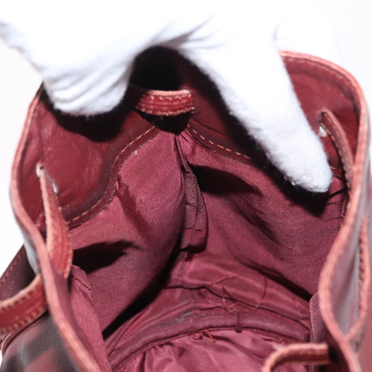 CARTIER Must Line Shoulder Bag Leather Bordeaux Gold Auth 156815