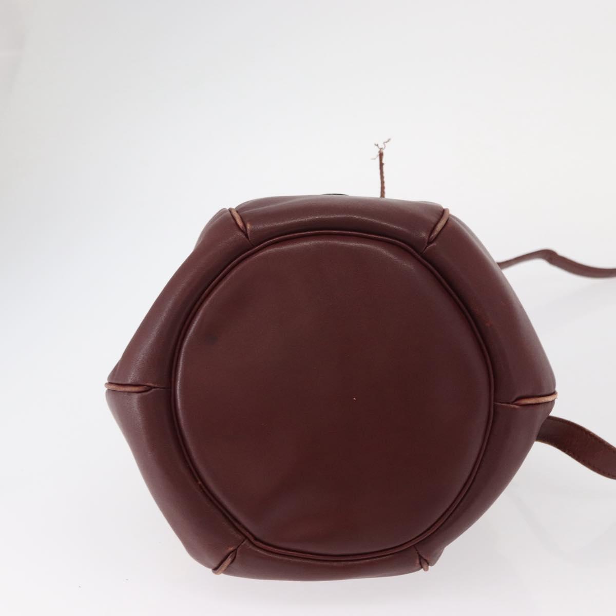 CARTIER Must Line Shoulder Bag Leather Bordeaux Gold Auth 156815