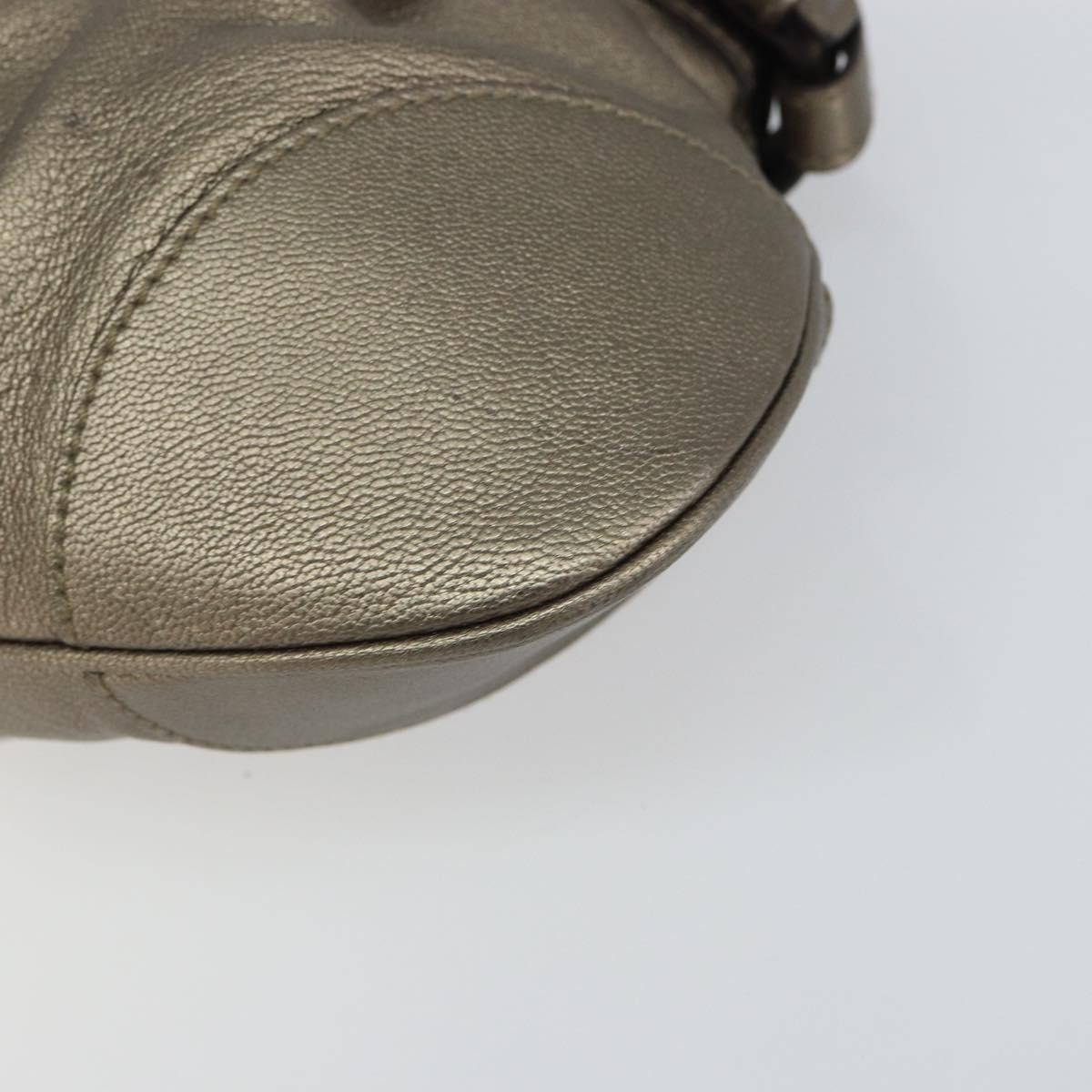 Salvatore Ferragamo Gancini Hand Bag Leather Silver Auth 156816