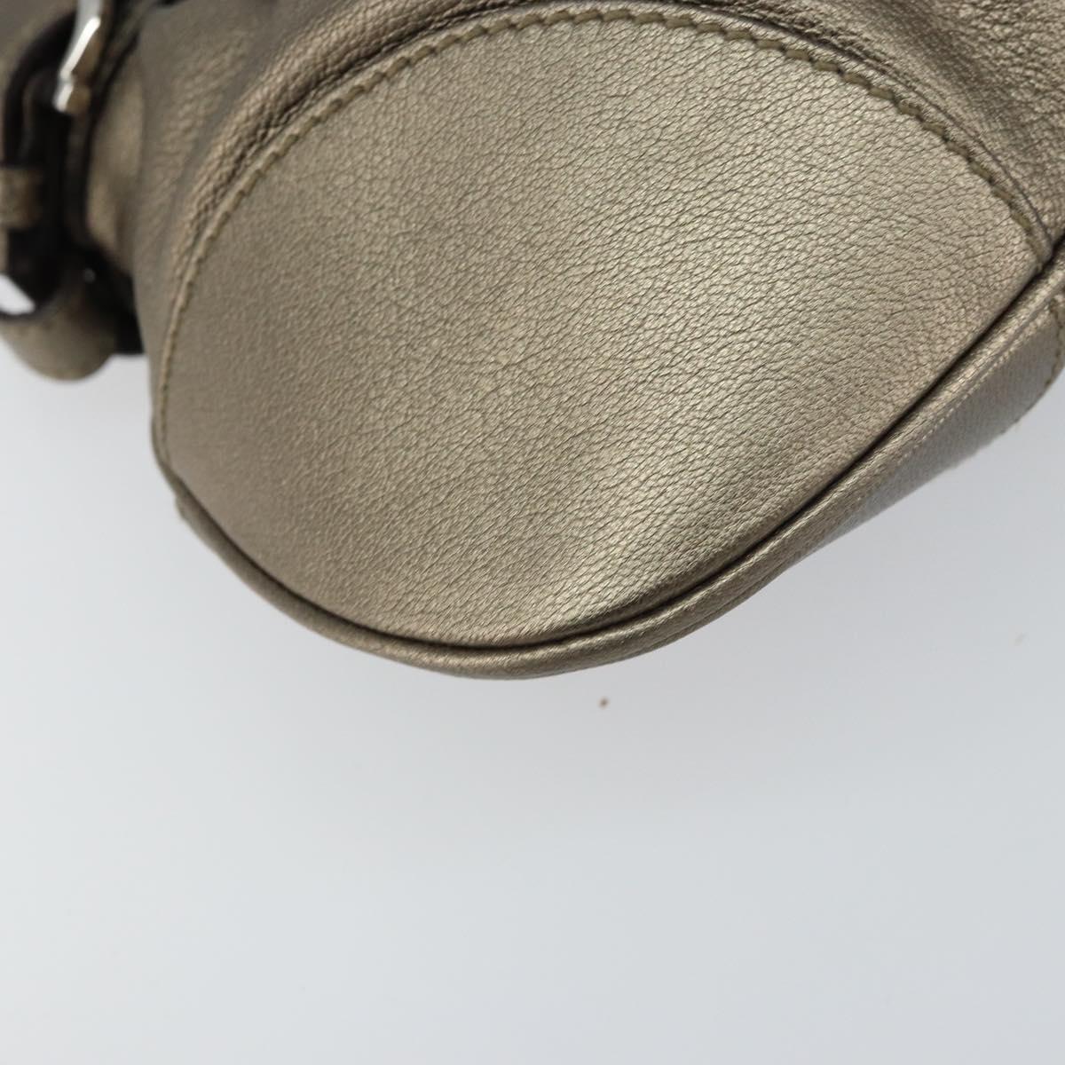 Salvatore Ferragamo Gancini Hand Bag Leather Silver Auth 156816