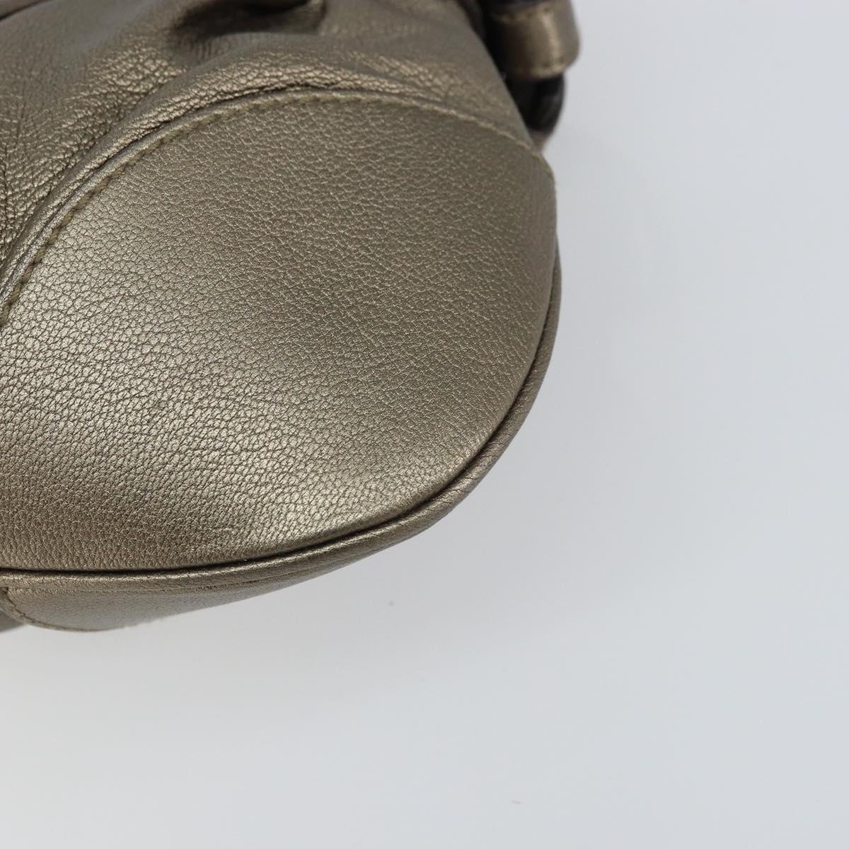 Salvatore Ferragamo Gancini Hand Bag Leather Silver Auth 156816