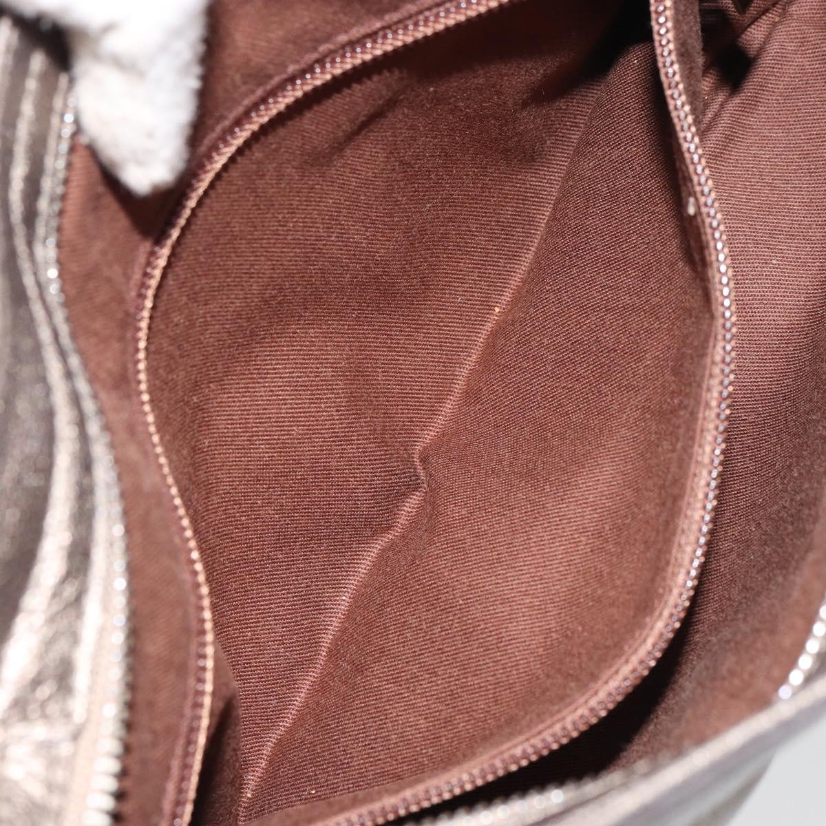 Salvatore Ferragamo Gancini Hand Bag Leather Silver Auth 156816