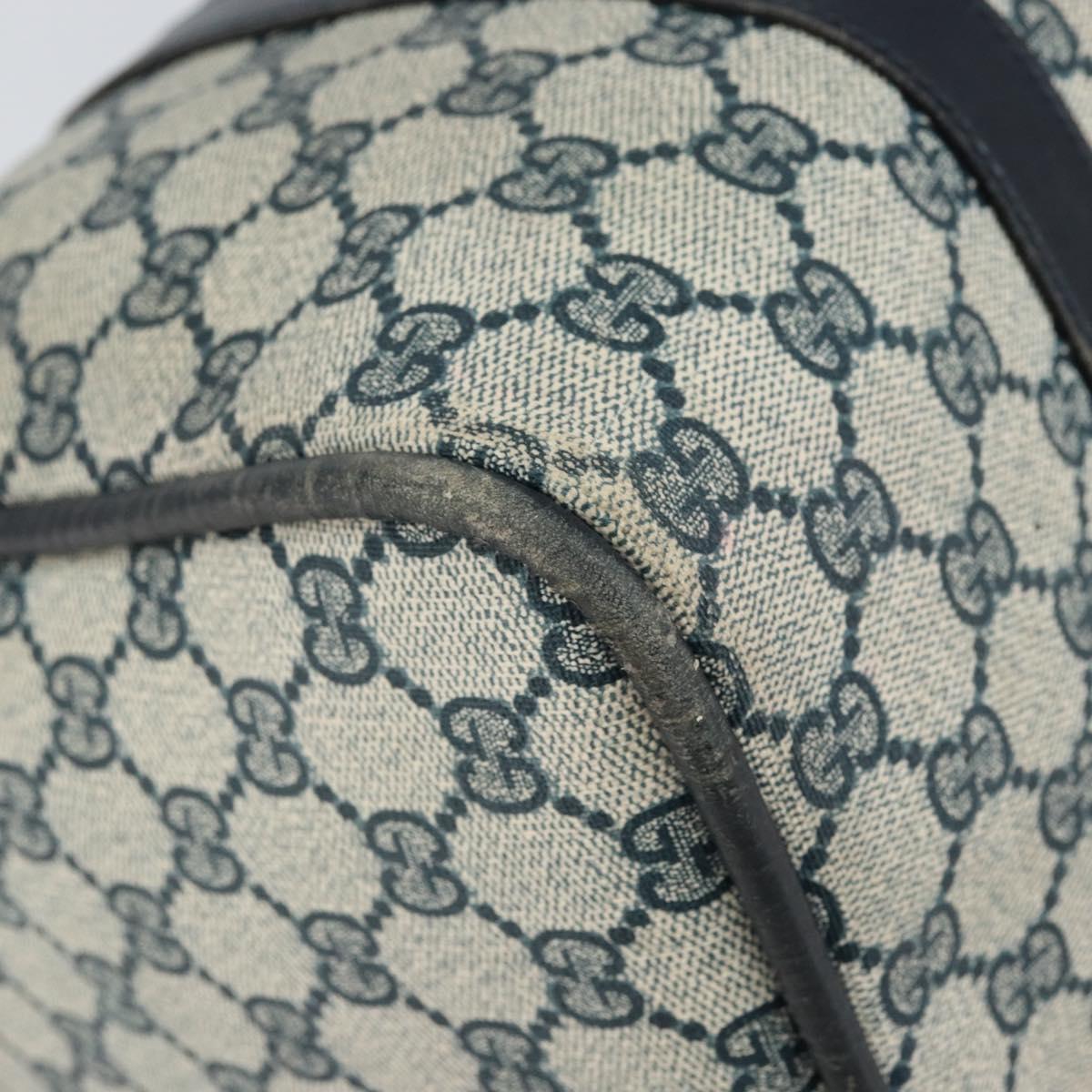 GUCCI GG Supreme Sherry Line Boston Bag PVC Navy Gold Auth 156820