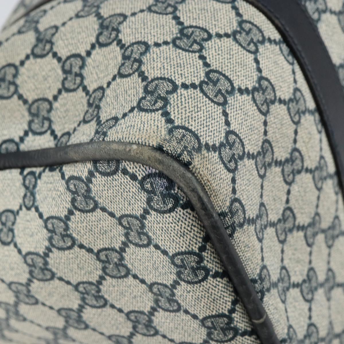 GUCCI GG Supreme Sherry Line Boston Bag PVC Navy Gold Auth 156820