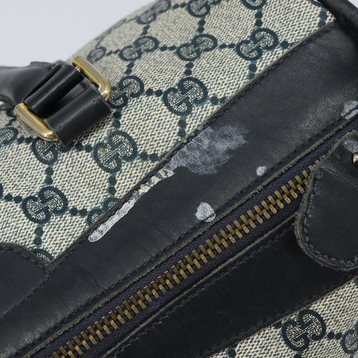 GUCCI GG Supreme Sherry Line Boston Bag PVC Navy Gold Auth 156820