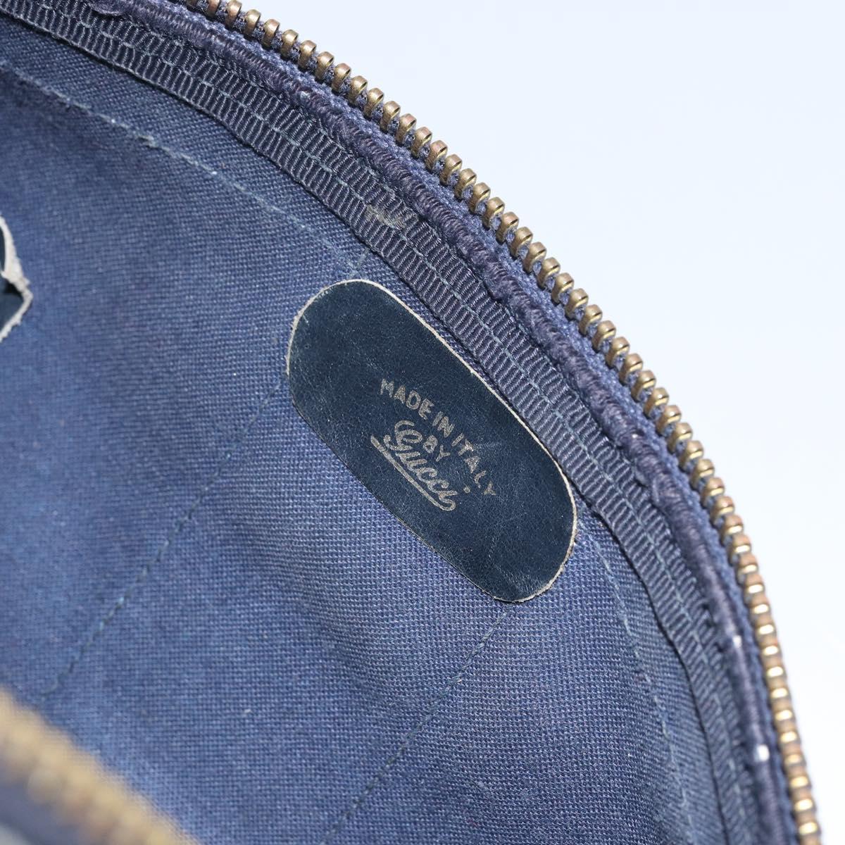 GUCCI GG Supreme Sherry Line Boston Bag PVC Navy Gold Auth 156820