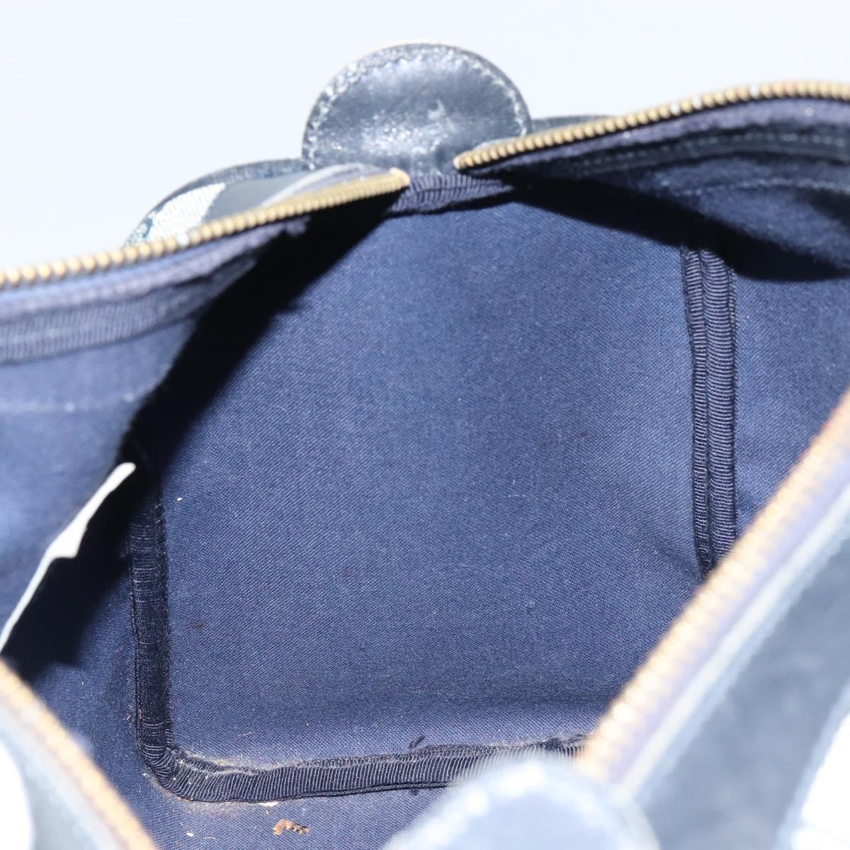 GUCCI GG Supreme Sherry Line Boston Bag PVC Navy Gold Auth 156820