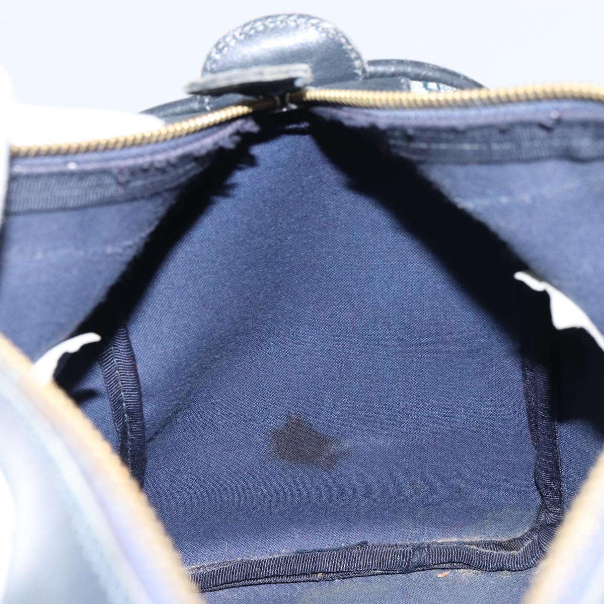 GUCCI GG Supreme Sherry Line Boston Bag PVC Navy Gold Auth 156820