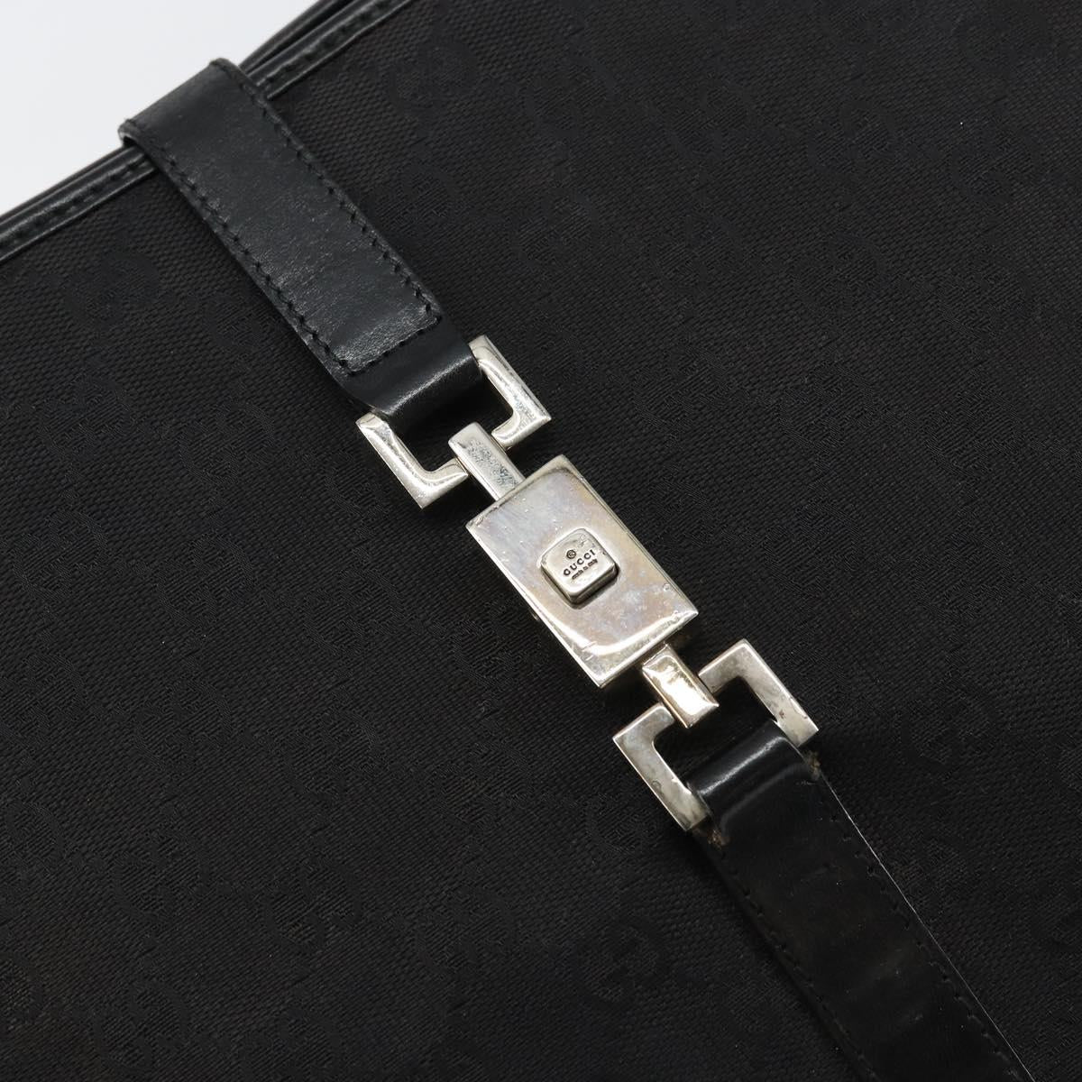 GUCCI GG Canvas Jackie Tote Bag Black Silver 002 1074 2123 Auth 156822