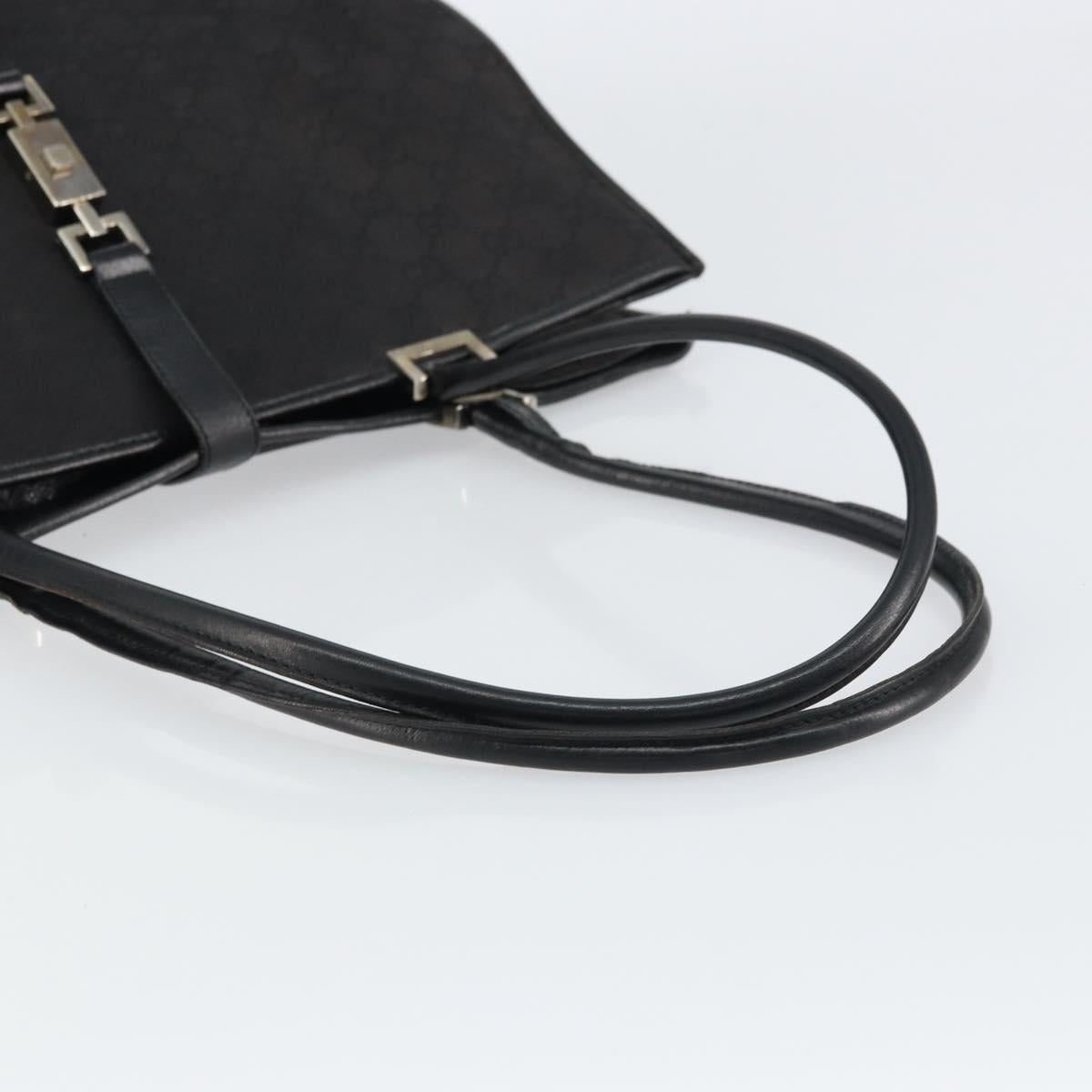 GUCCI GG Canvas Jackie Tote Bag Black Silver 002 1074 2123 Auth 156822