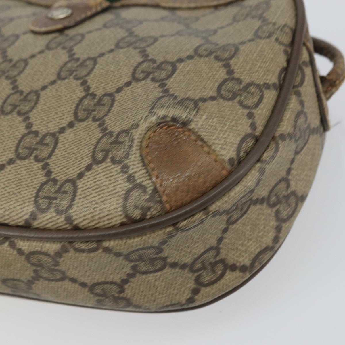GUCCI GG Supreme Web Sherry Line Bag PVC Beige Gold 89 02 066 Auth 156823