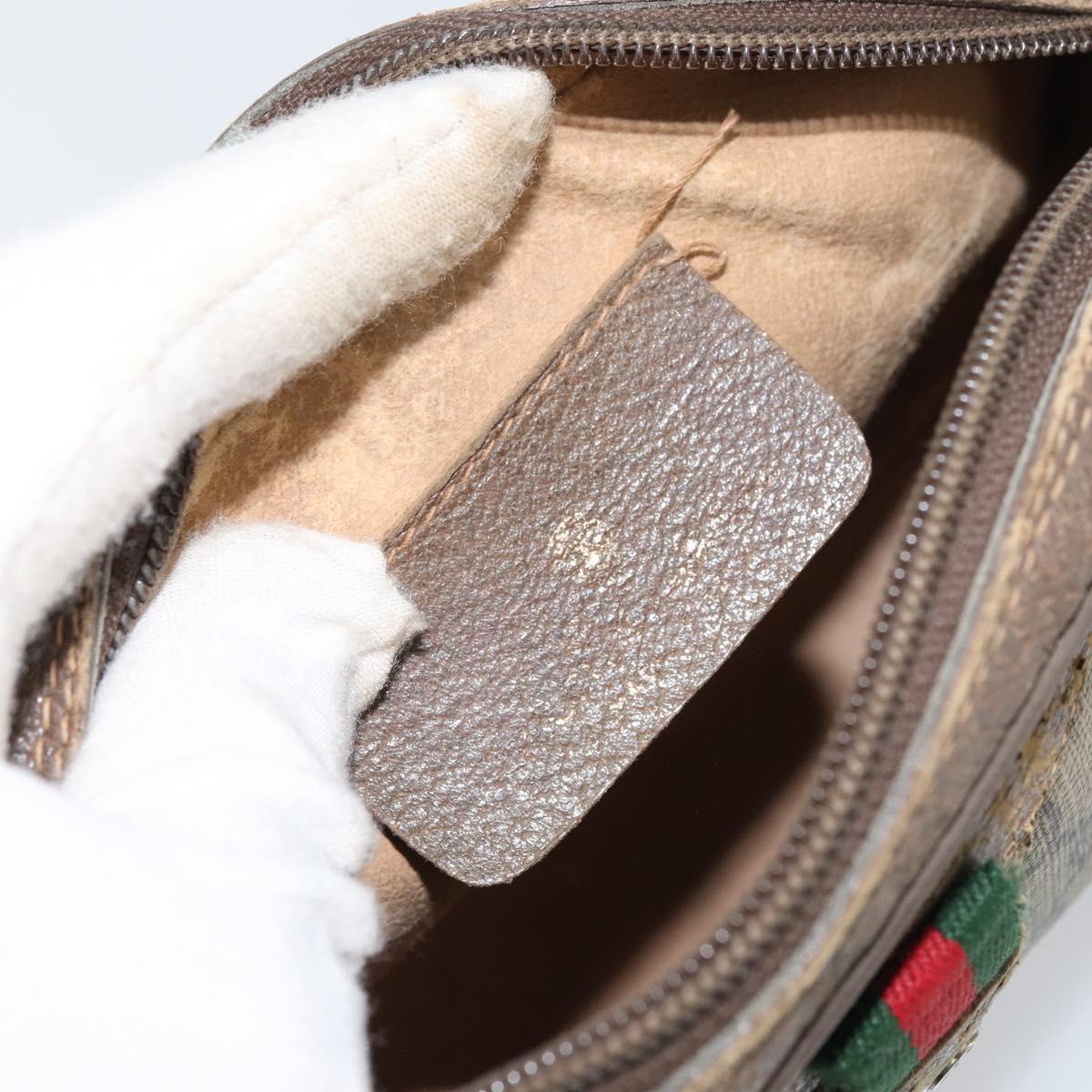 GUCCI GG Supreme Web Sherry Line Bag PVC Beige Gold 89 02 066 Auth 156823