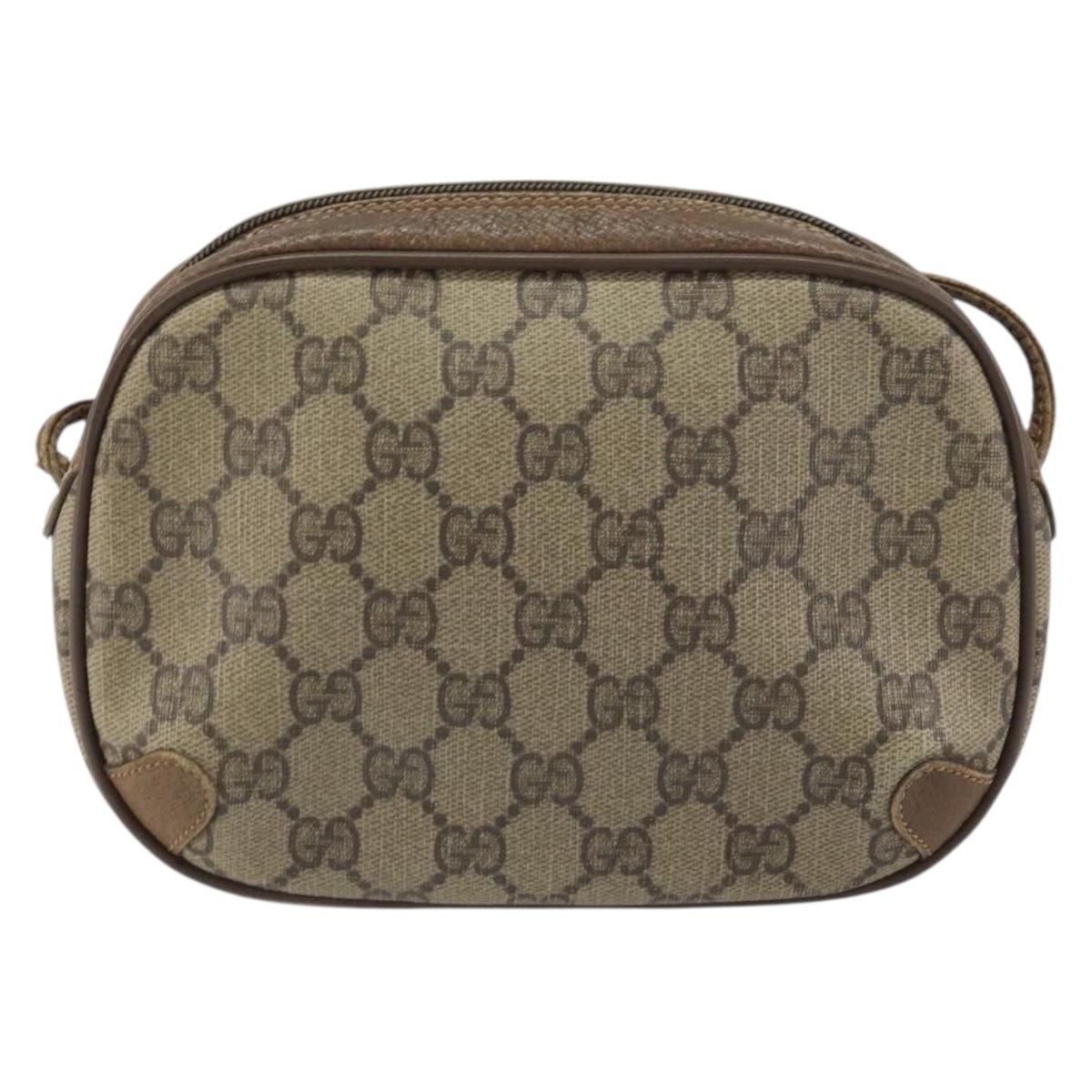 GUCCI GG Supreme Web Sherry Line Bag PVC Beige Gold 89 02 066 Auth 156823