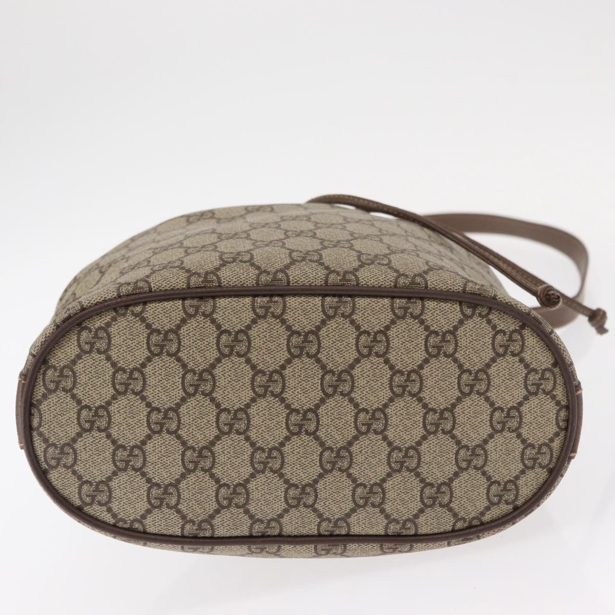 GUCCI GG Supreme Shoulder Bag PVC Beige Gold Auth 156825