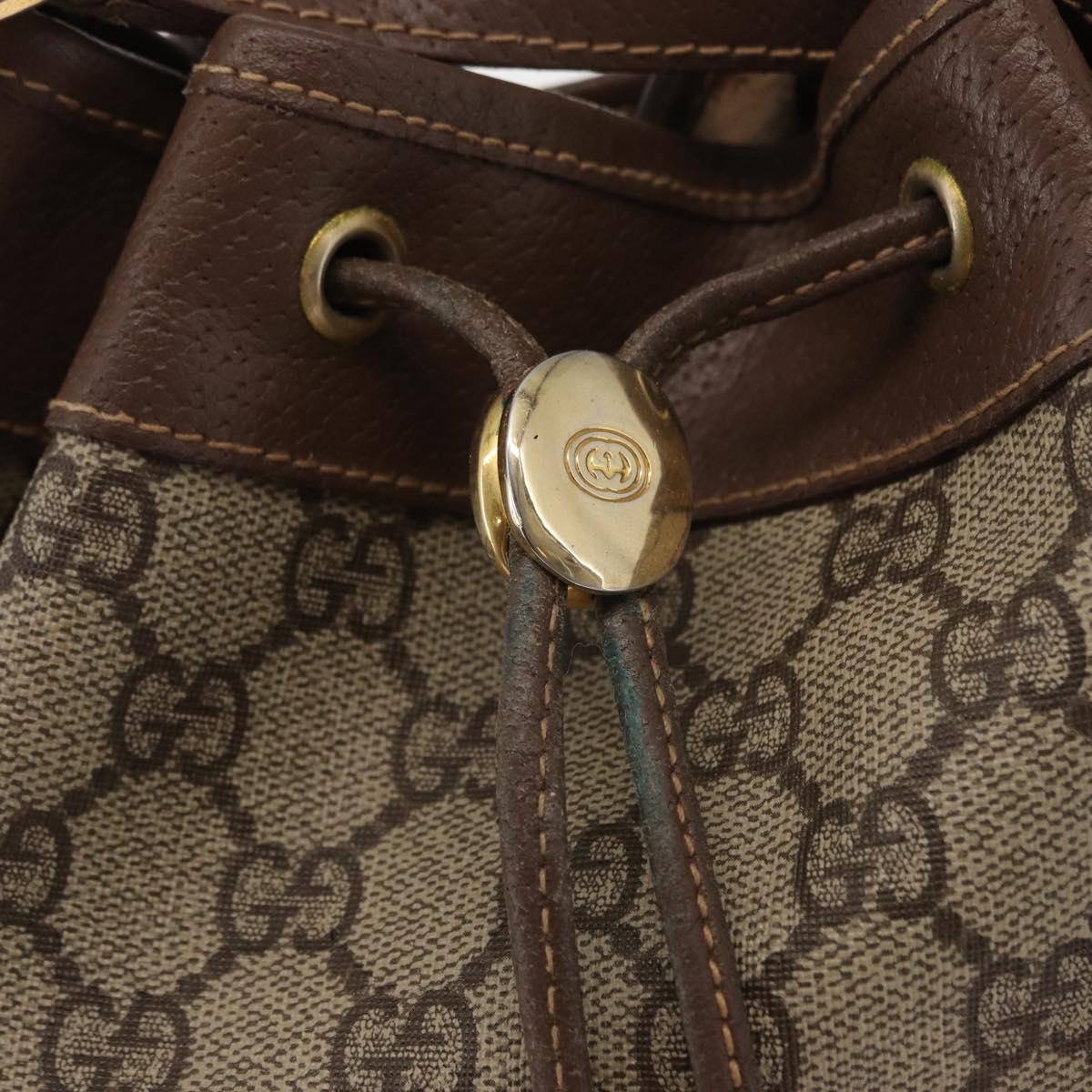 GUCCI GG Supreme Shoulder Bag PVC Beige Gold Auth 156825
